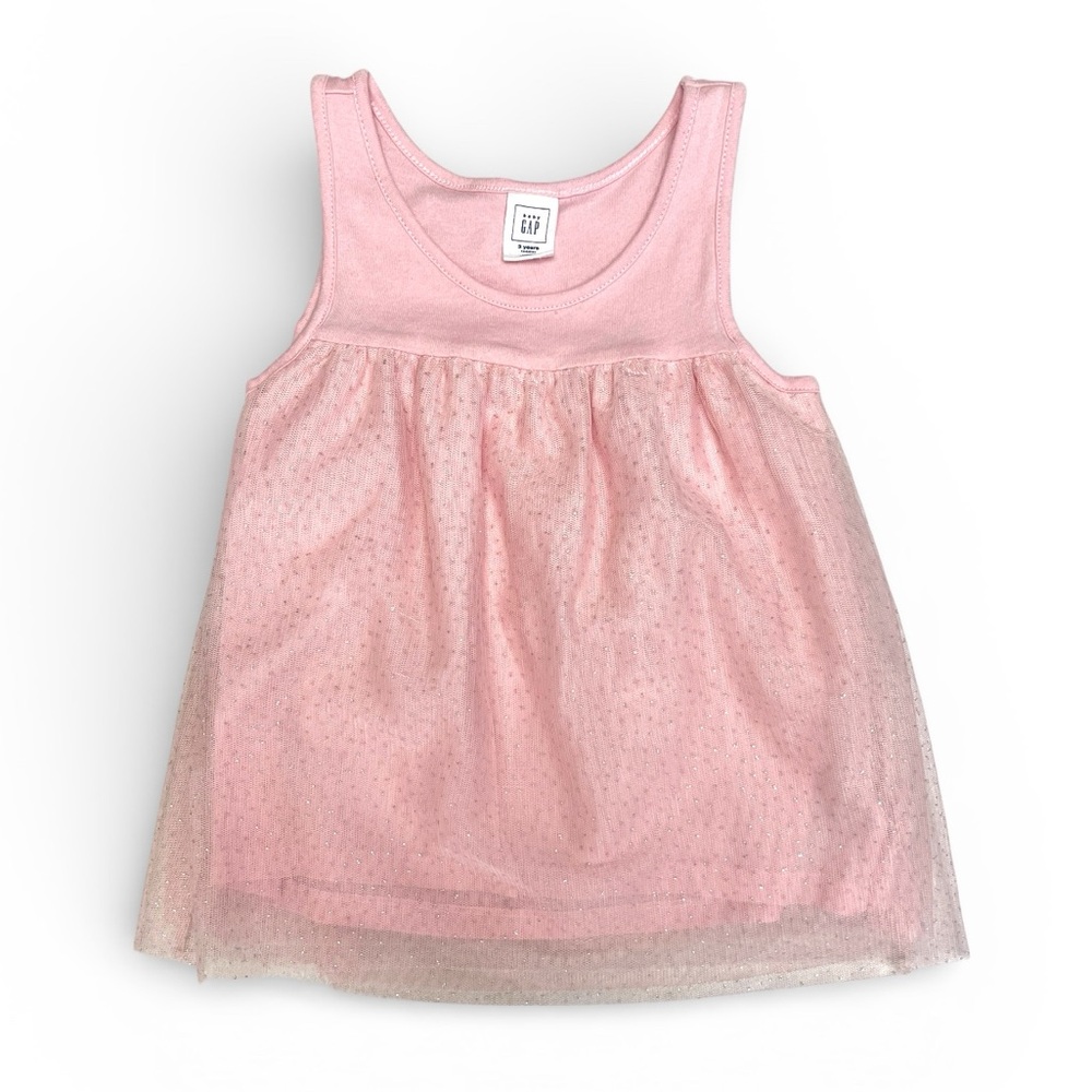 Baby GAP Pink Glitter Tulle Tank Top Girls 3T Princess Sparkle Shirt